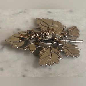Designer Stephen Dweck Neiman Marcus Alligator Crocodile Leaf Clip On Jewelry